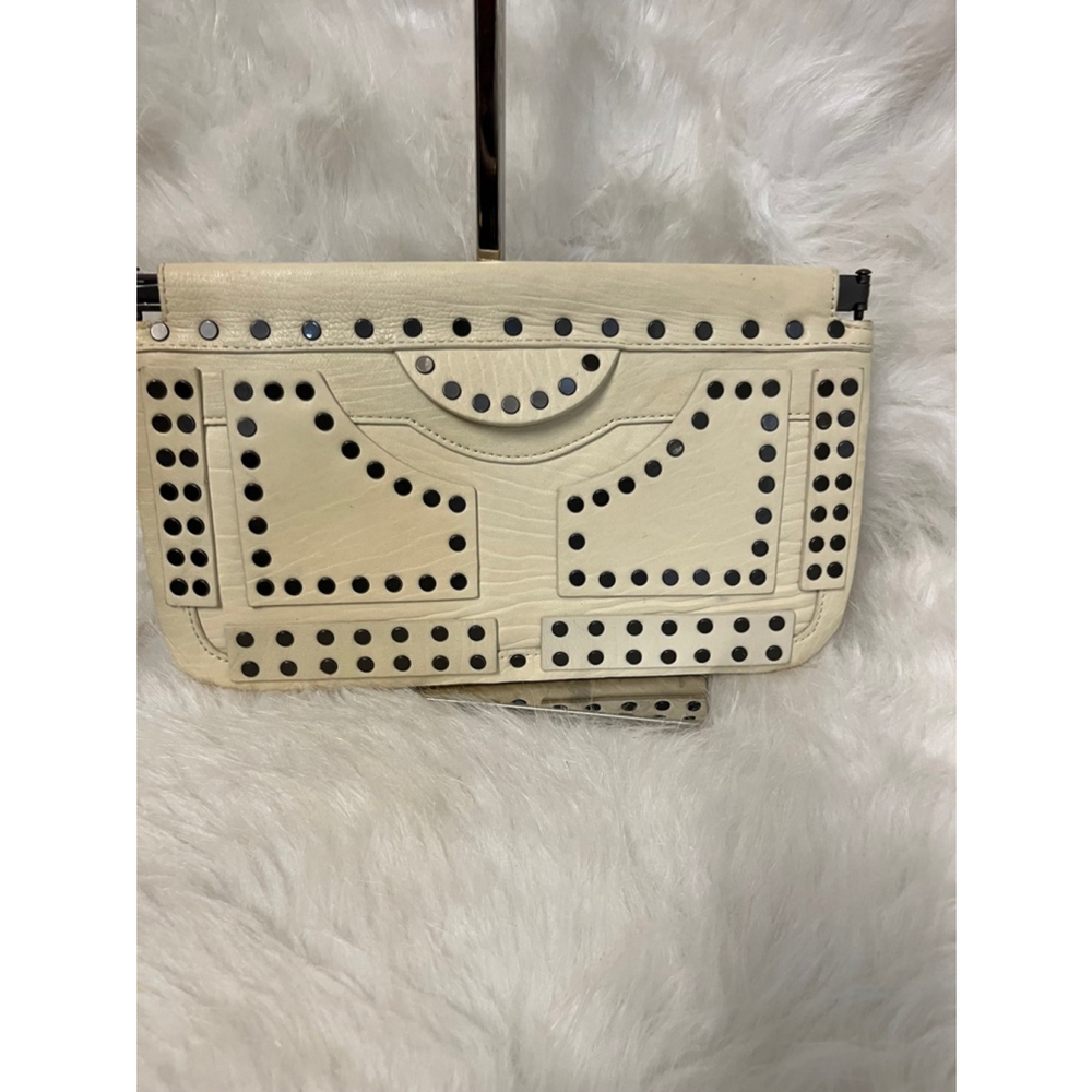 Diane von Furstenberg Cream Leather Clutch